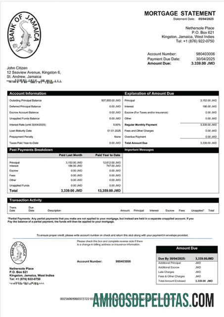 para download Modelo Word e PDF de declaração de hipoteca do Jamaica Bank Of Jamaica